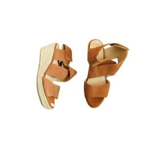 Naturalizer Soul Size 11 Brown Strappy Leather Wedge Heels NEW